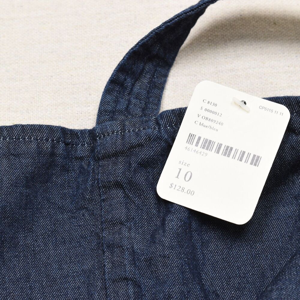 NEW Free People Sheath Denim Dress V Neck Zip Cotton Blue Size 10 Sleeveless - Picture 7 of 8